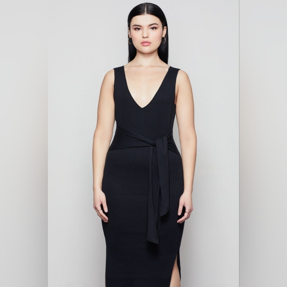 Good American Belted BodyCon Dress in Black 4XL